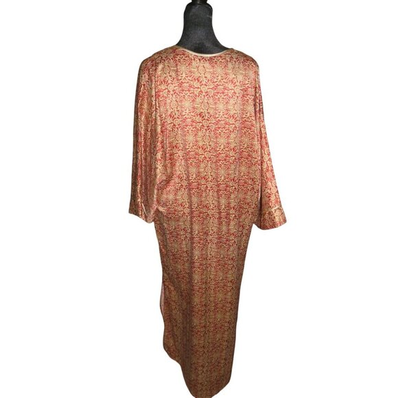 Natori Classics SUMI Red Boho Oversized Maxi Kaftan Dress Dressing Gown small - Picture 2 of 9